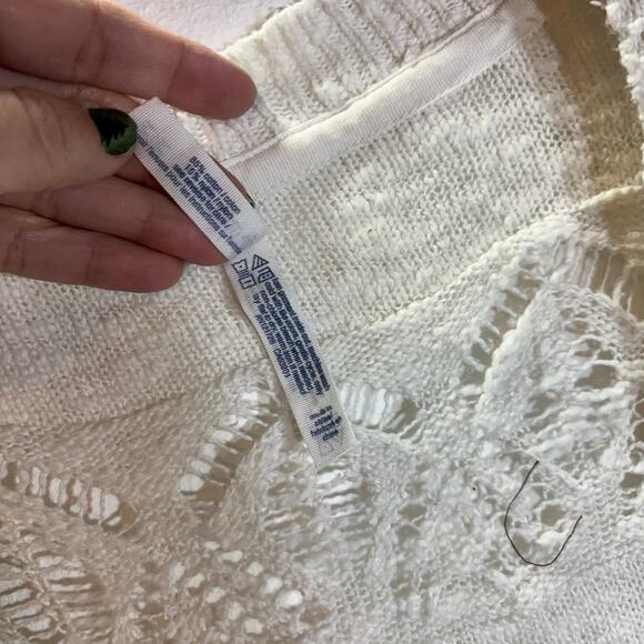 Aéropostale Open Knit Cardigan Sweater Ivory Cream Boho M Medium  Duster - Picture 3 of 6